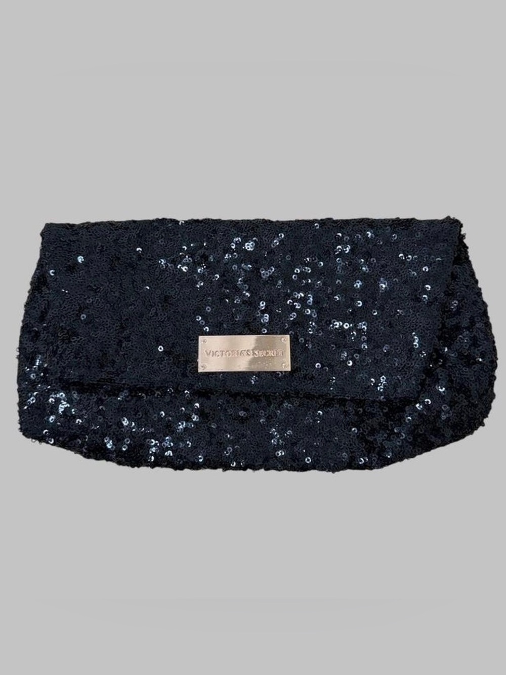 Victoria's Secret Black Sequin Fold-Over Clutch